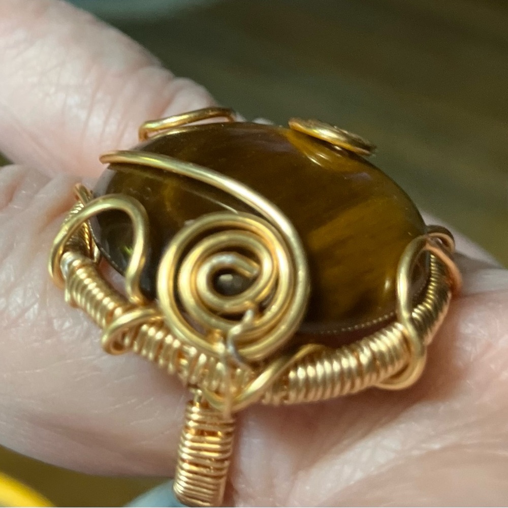 Large Statement Gold Wire Wrapped Ring